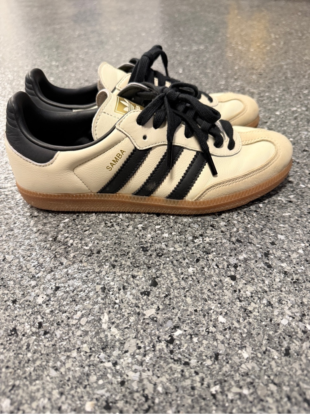 adidas Samba Cream and Black Leather Sneakers